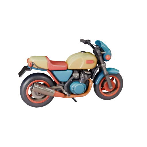 Retro Motorcycle 3D Model - Stylized Low Poly Game Asset