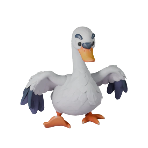 Modelo 3D de Cisne de Desenho Animado - Asset Estilizado para Animação | Livre de Royalties