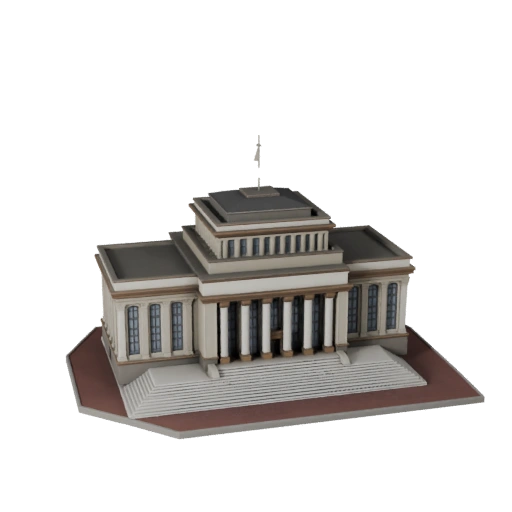 Стилизованный городской зал 3D модель - Игровой ресурс для архитектуры