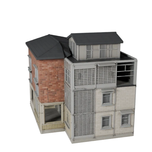 Low Poly Modular Dach Bausatz 3D Modell für Spiele & VR