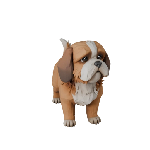 Low Poly Shih Tzu Dog 3D Model - Unity Game Asset with FBX