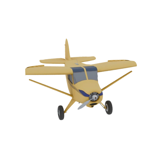 Самолет Piper Super cub точная копия ,подкосный высокоплан ,цвет желтый,на больших шасси bushplane